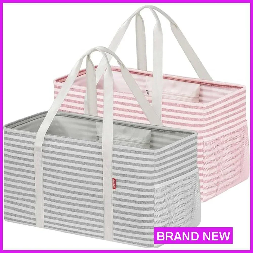 Standing Utility Tote Bag Foldable Reusable Grocery Storage Large Capacity